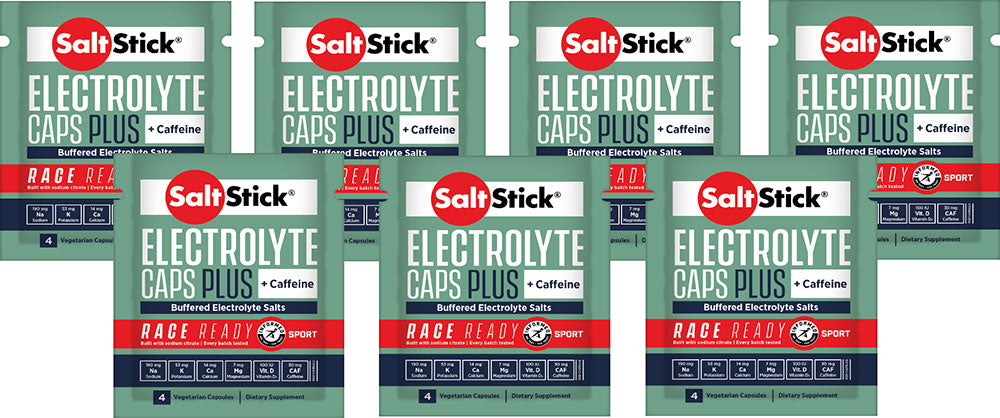 Saltstick elektrolythætter plus+koffein testpakke 7x4,4g