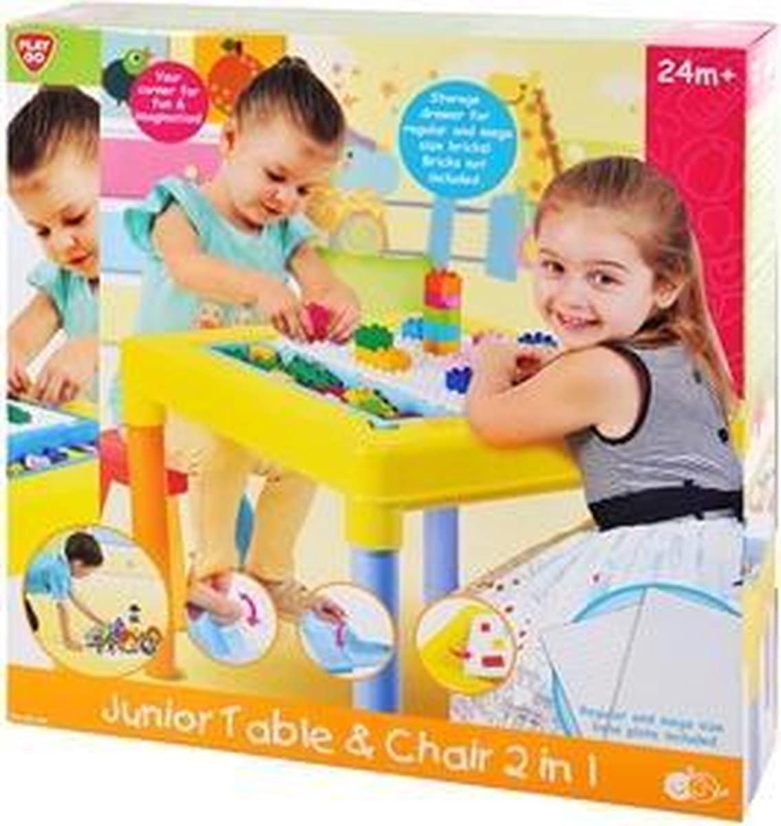Playgo spillebord med stol og opbevaringsbakke