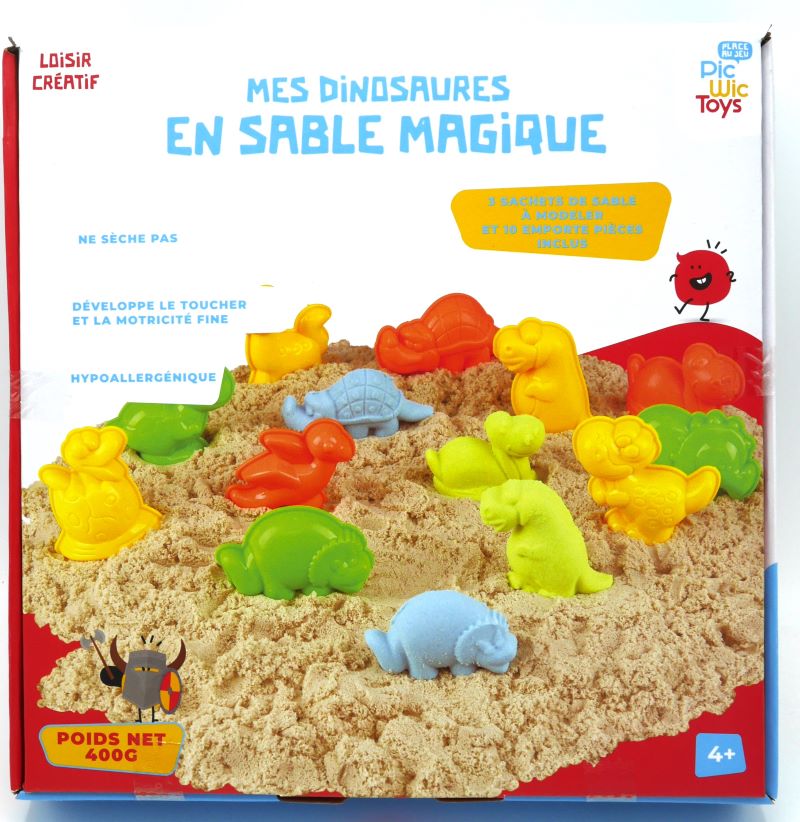 Playgo indendørs legesand med 10 dinosaurformer.