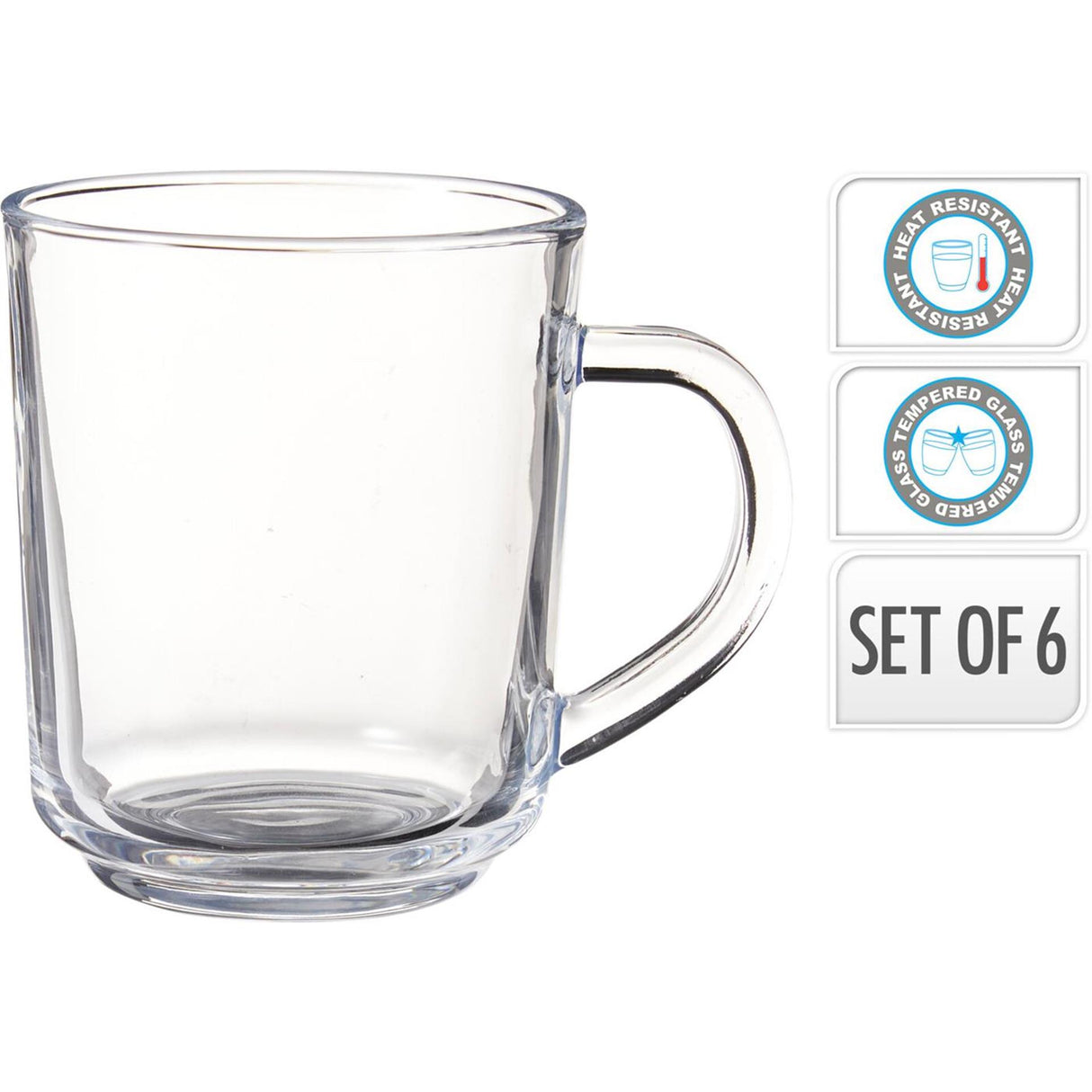Excellent houseware theeglas gehard glas set van 6 stuks