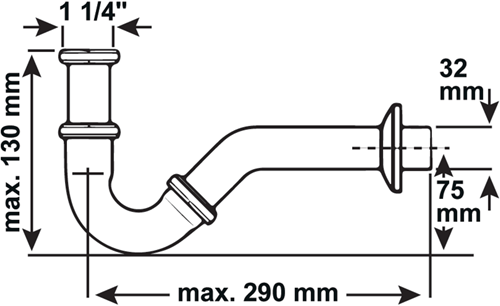 Cornat bidet sifon messing ch 1 1 4 215 - t317503