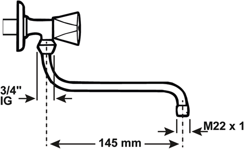 Cornat drejelig tud væghane S-form 150mm - tec351001