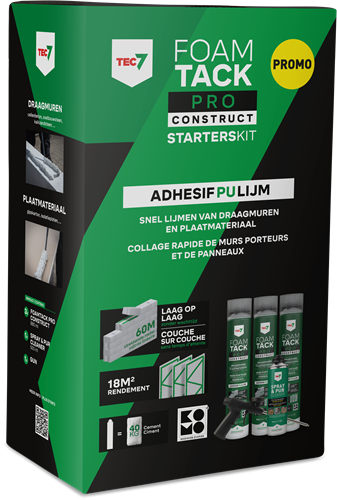 Tec7 foamtack pro construct startsæt (3x 880 ml, rengøringsmiddel og pistol) - 670995000