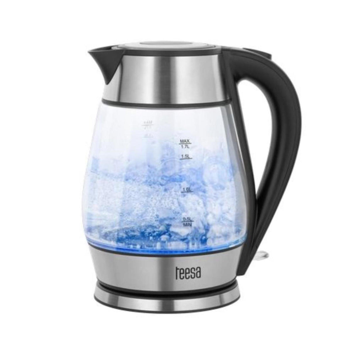 Teesa kedel glas rustfrit stål 1,7l sort
