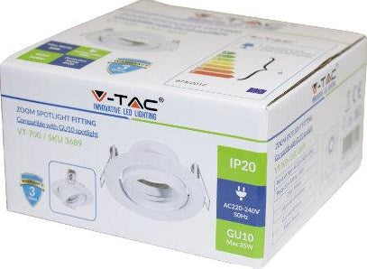 V-tac forsænket spotlight justerbar 50mm rund hvid 5013315