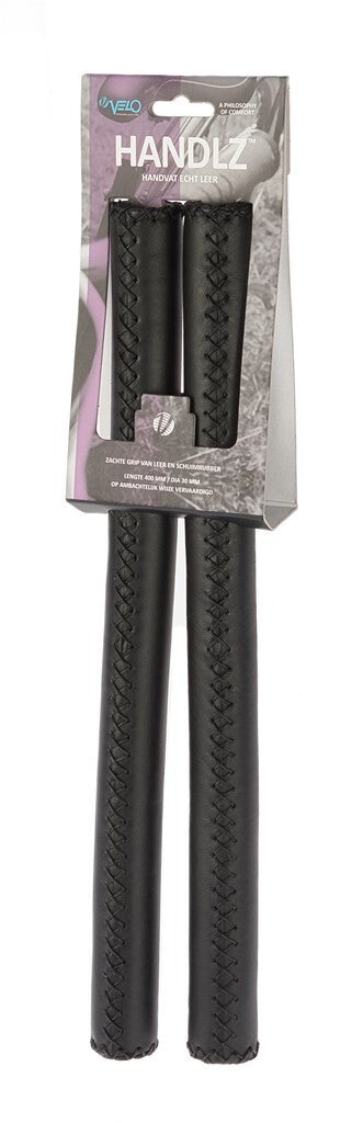 Styringshåndtag læder 40 cm ø22,2 mm sort pr. Sæt