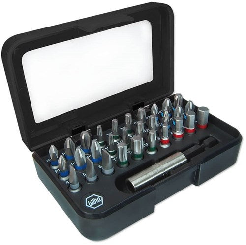 Wiha bit sæt standard 25mm (¼″) sl ph pz torx® hex i æske med bælteclips - 31-delt - 41130
