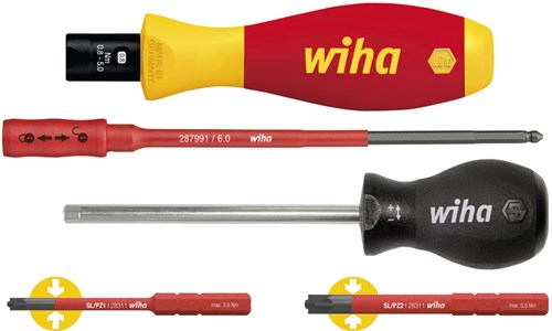 Wiha momentskruetrækkersæt torquevario®-s elektrisk | 0,8-5,0 nm | ca pozidriv | 5-delt | variabel justerbar momentgrænse - 38074 - 38074