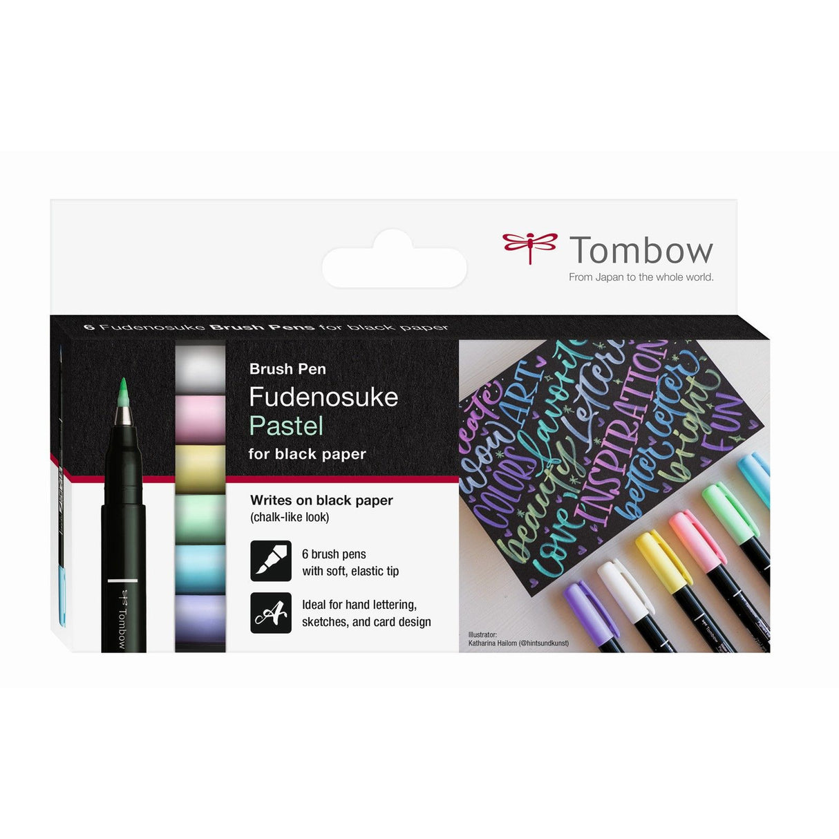 Tombow • pensel pen fudenosuke pastel til sort papir 6x
