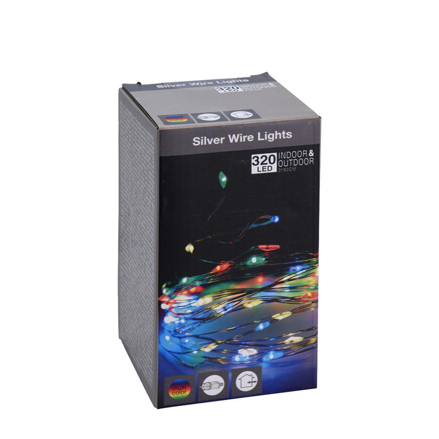 Zilverdraad led multicolor 320 leds 3190cm