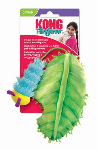 Kong Flingaroo Caterpillar med blad med catnip