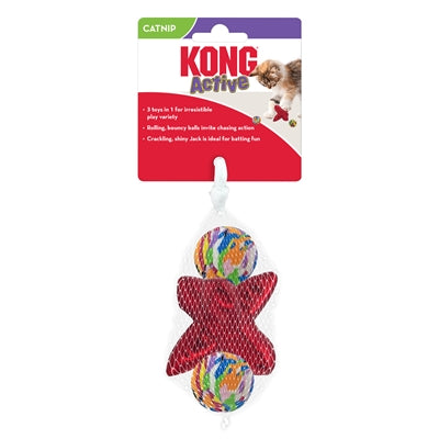Kong Cat Active Jacks Stuiterbal Multipack med Catnip Red