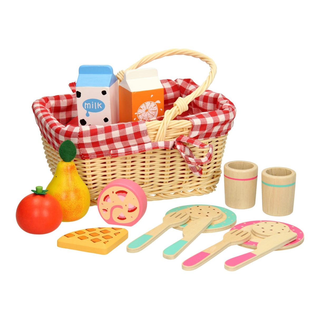 Pic træ picnic sæt i bærekurv