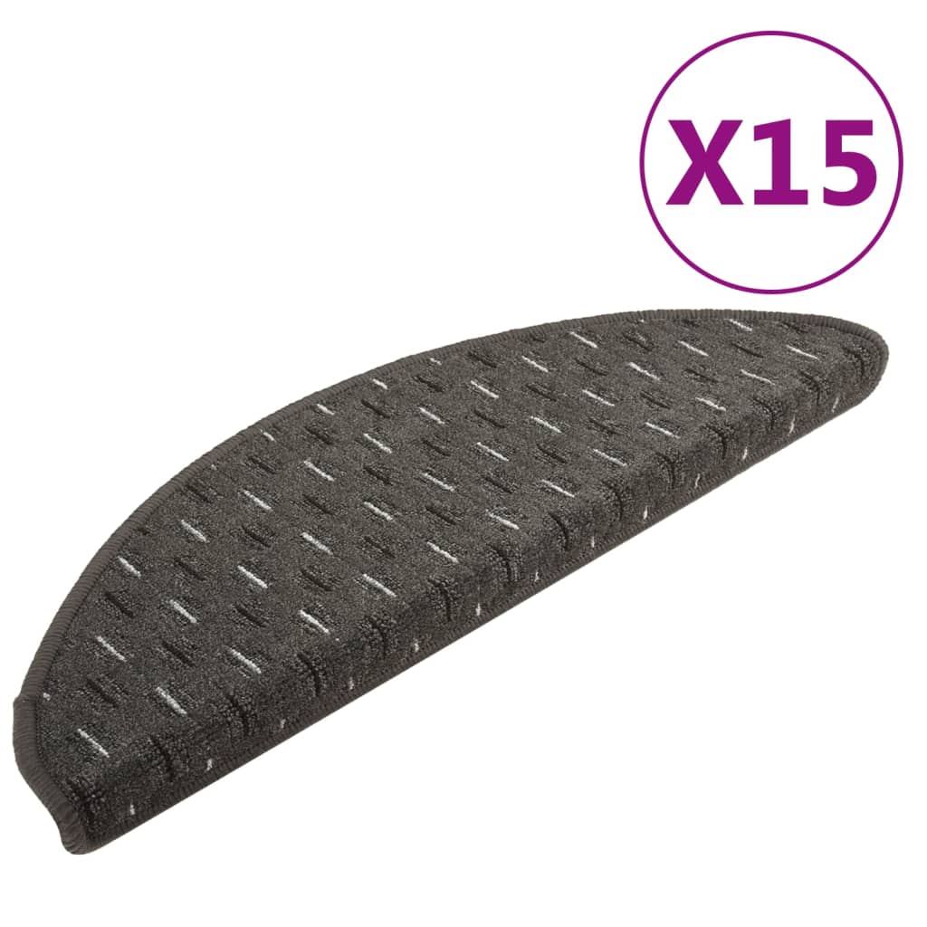 Vidaxl Stair Mats 15 St 65x21x4 cm Anthracite -farvet