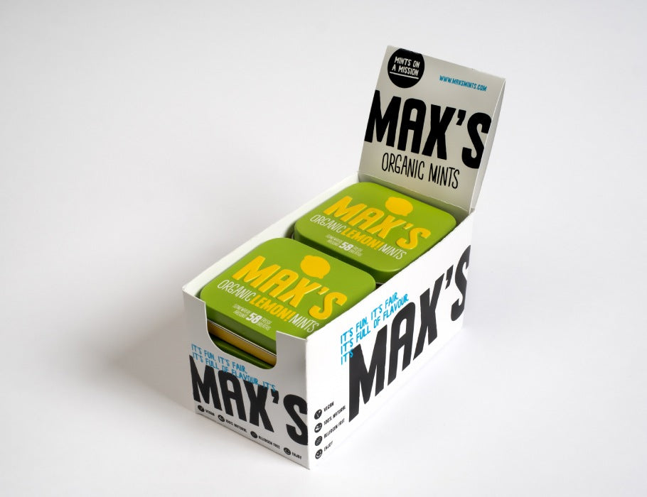 Max Organic Mints Ginger Mint Display 8 stykker (35gr)