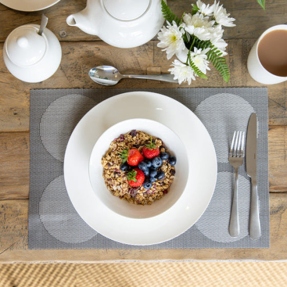 Kitchenclet placemat 30 x 45 cm PVC polyester sølvgrå