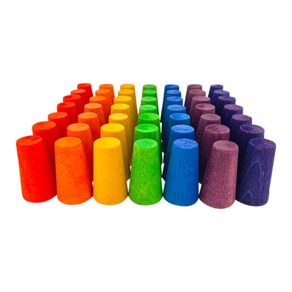 Papoose legetøj papoose legetøj mini regnbue kegler 49 pc