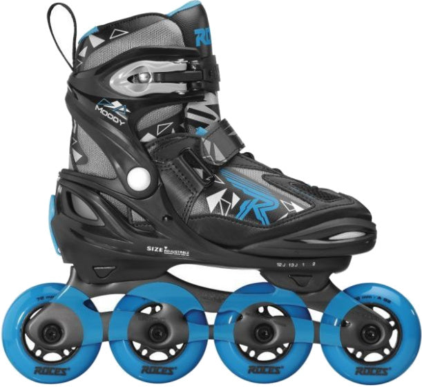 Roces inline skøjter Moody Tif 82A sort blå størrelse 30-35