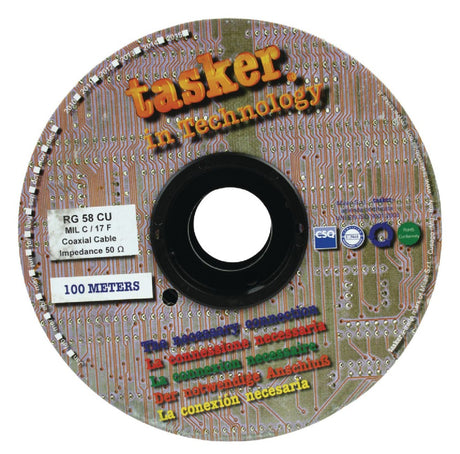 Tasker tasr-rg58cu koaksialkabel på rulle rg58 5,0 mm 100 m sort