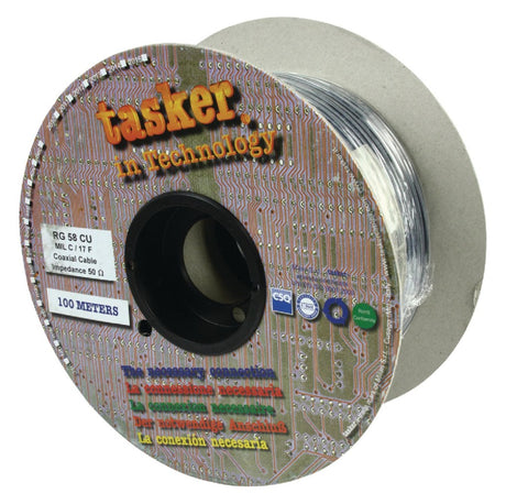 Tasker tasr-rg58cu koaksialkabel på rulle rg58 5,0 mm 100 m sort