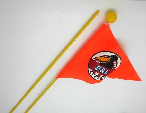 Van der Doelen orange cykelflag med tryk 140 cm langt