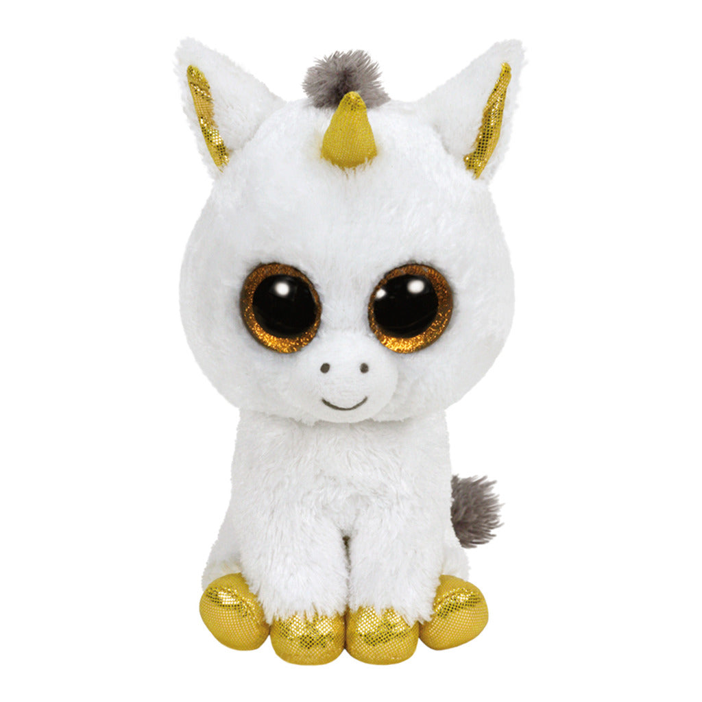 Ty hue hvid enhjørning pegasus krammetøj 15cm