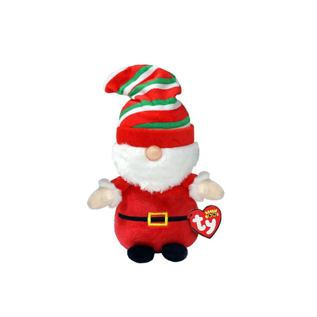 Ty beanie boo's christmas gnome gnewman santa, 15 cm