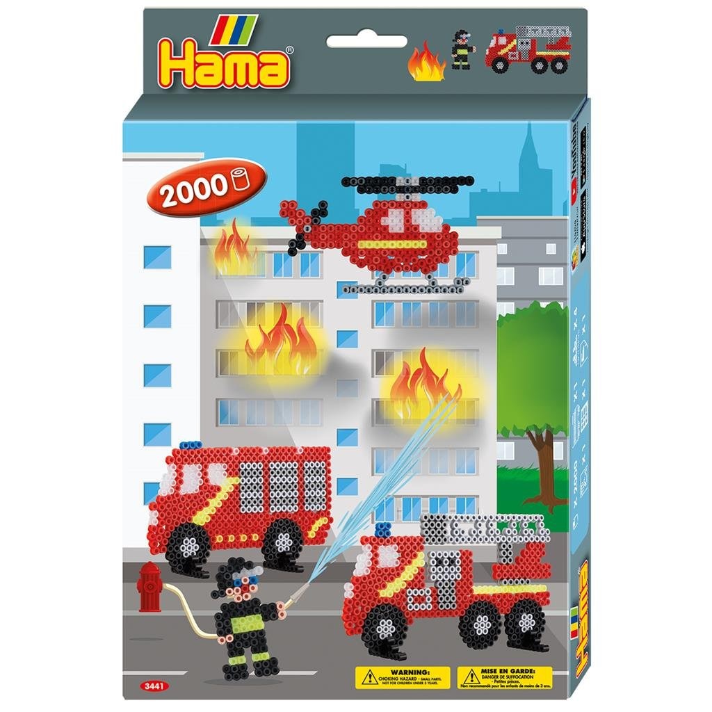 Hama strygeperlesæt 'brandvæsen' - 2000 flerfarvede perler