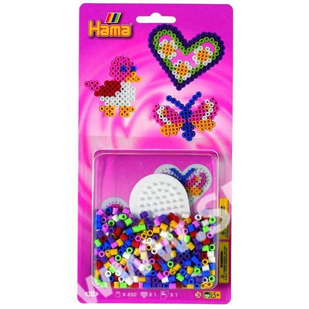 Hama strygeperler fuglehjerte sommerfugl 450 stk