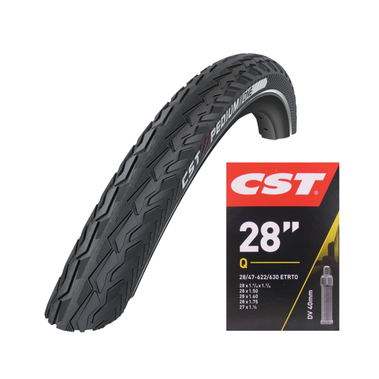 Cst sæt. xpedium one (anti-puncture) and packaged inner tube 28x1 5 8x1 3 8, etrto 37-622