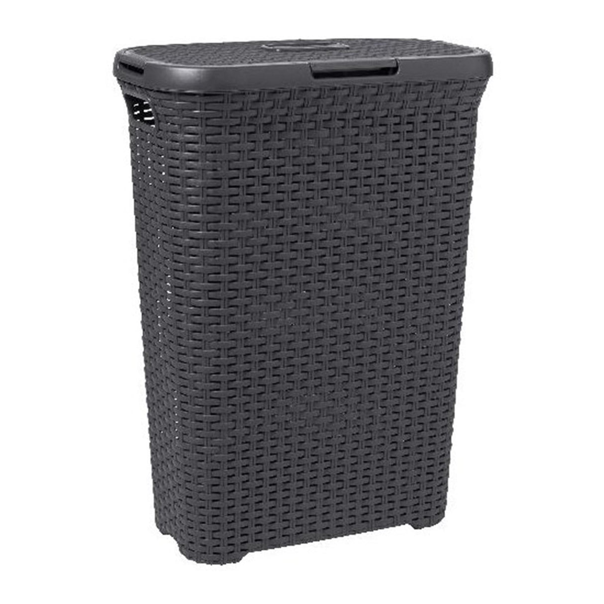 Curver stil vasketøjsboks med låg rattan stil 40 liter antracit 45x26x62cm
