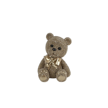 Skulptur bamse guld polystone 10x8x13cm | 3 stk