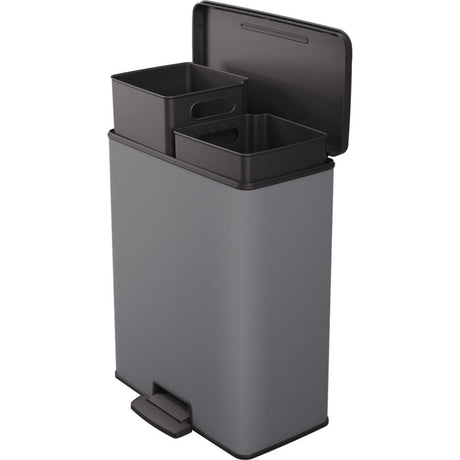 Curver deco bin duo pedalspand 26l+26l cool grå