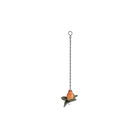 Sculptuur bird hanger bruin rood polystone 13x11x42cm