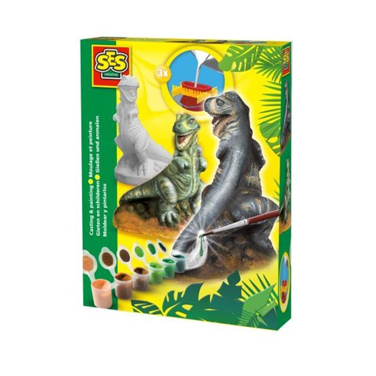 Støbning af seks figurer, t-rex