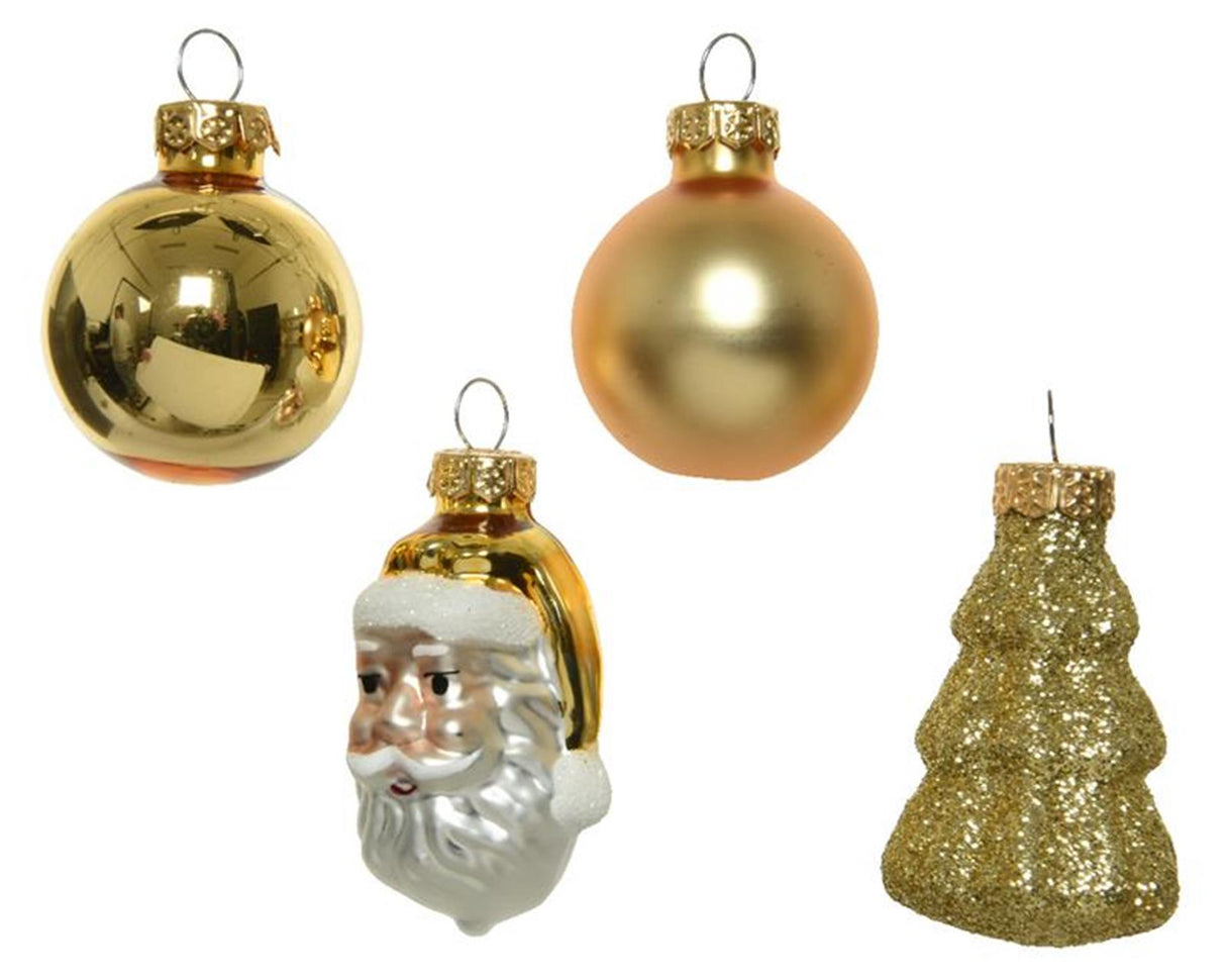 Decoris julefigursæt glasrør 9 styks guld