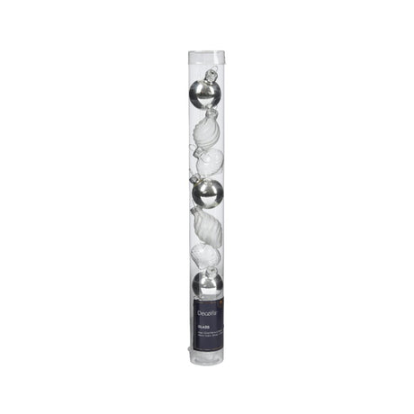 Decoris julekugler mini dia3cm glas sølv 9 stk