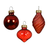 Decoris julekugler mix rød, lavet af glas, dia 3cm, 9-delt