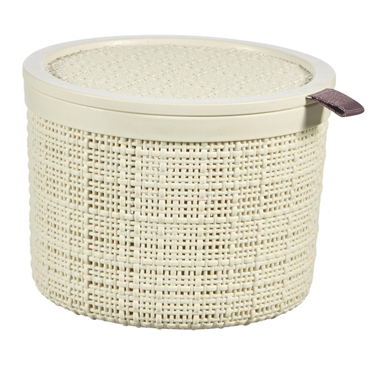 Curver jute kurv rund med låg 2 liter råhvid 17x17x12,5cm