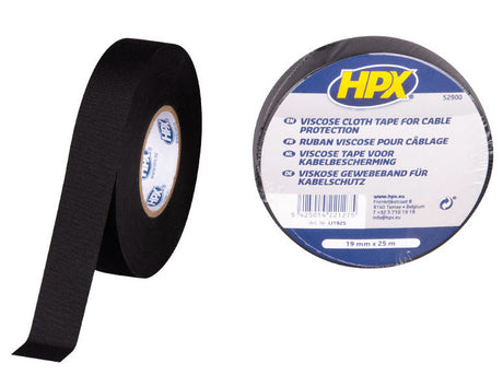 Hpx produkter kabelbeskyttelsestape hør sort 19mm 25 mtr