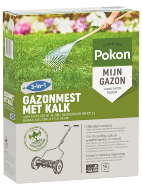 Pokon produkter græsplæne gødning med kalk 3 i 1 til 15m2 1kg