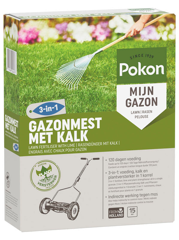 Pokon produkter græsplæne gødning med kalk 3 i 1 til 15m2 1kg