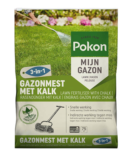 Pokon produkter plænegødning med kalk 3 i 1 til 75m2 5kg