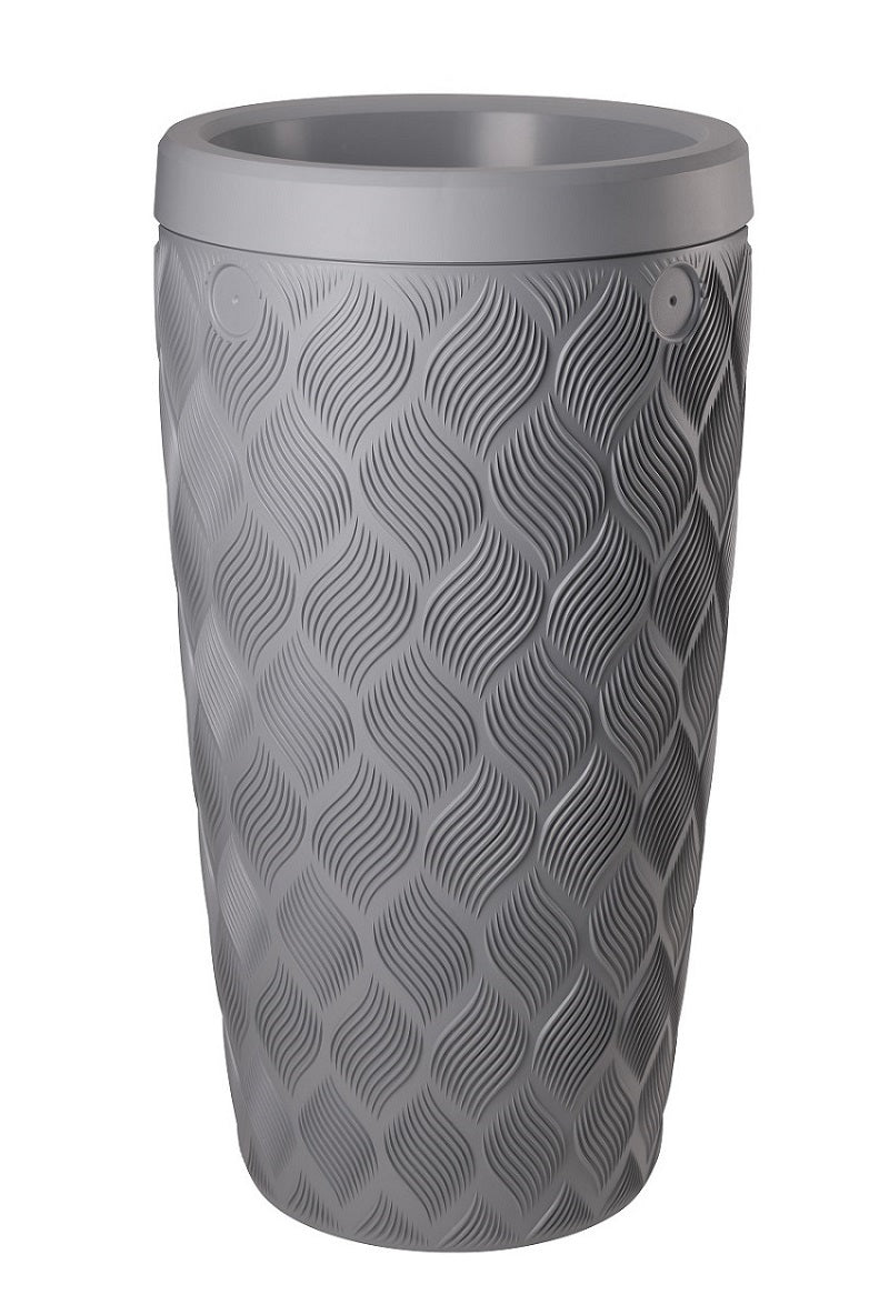 Produkter regntønde flow platin grå 240l inkl. planter