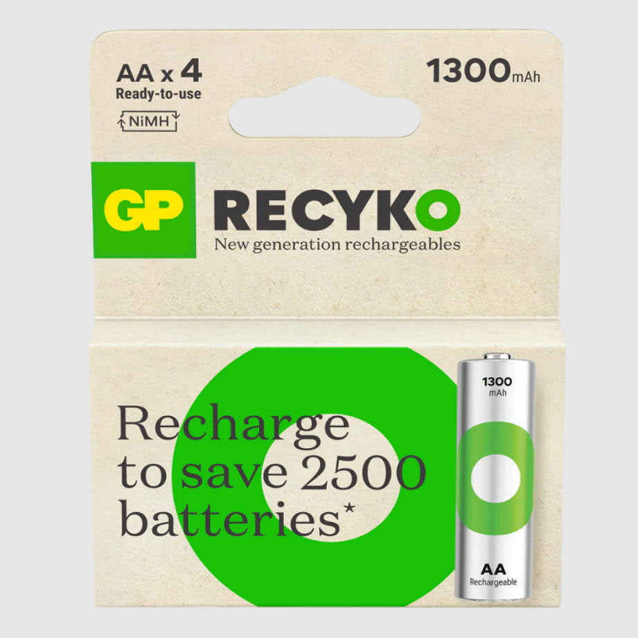 GP produkter batteri genopladeligt AA 1300mAh x4 stk
