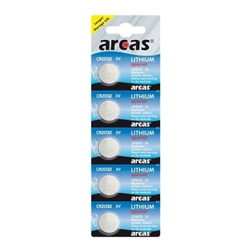 Batteri arcas cr2032 knap 3v lithium blister a 5