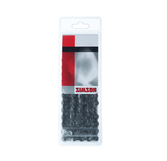 Simson Bicycle Chain Normalt Basic - 112 Links, 1 2 X1 8, til bycykler uden gear og med hub gear - sort