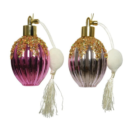 Decoris julepynt parfumeflaske 6,3x12cm pink