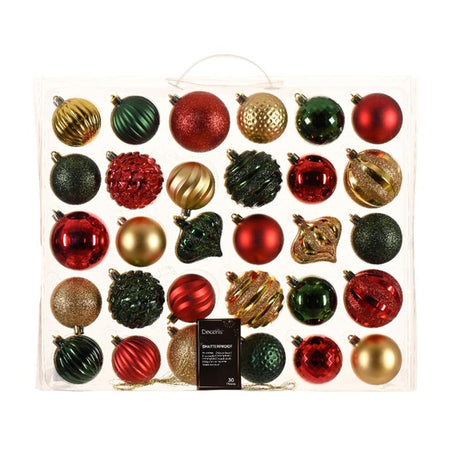 Decoris julekugler plast 30 stk.traditionel