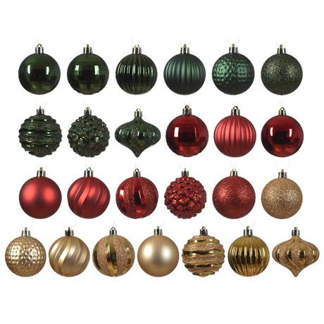 Decoris julekugler plast 30 stk.traditionel